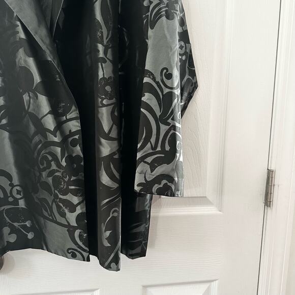 Shamask Bergdorf Goodman Silk Black Velvet Swirl Evening Boxy Blazer Coat 2 - Picture 3 of 12